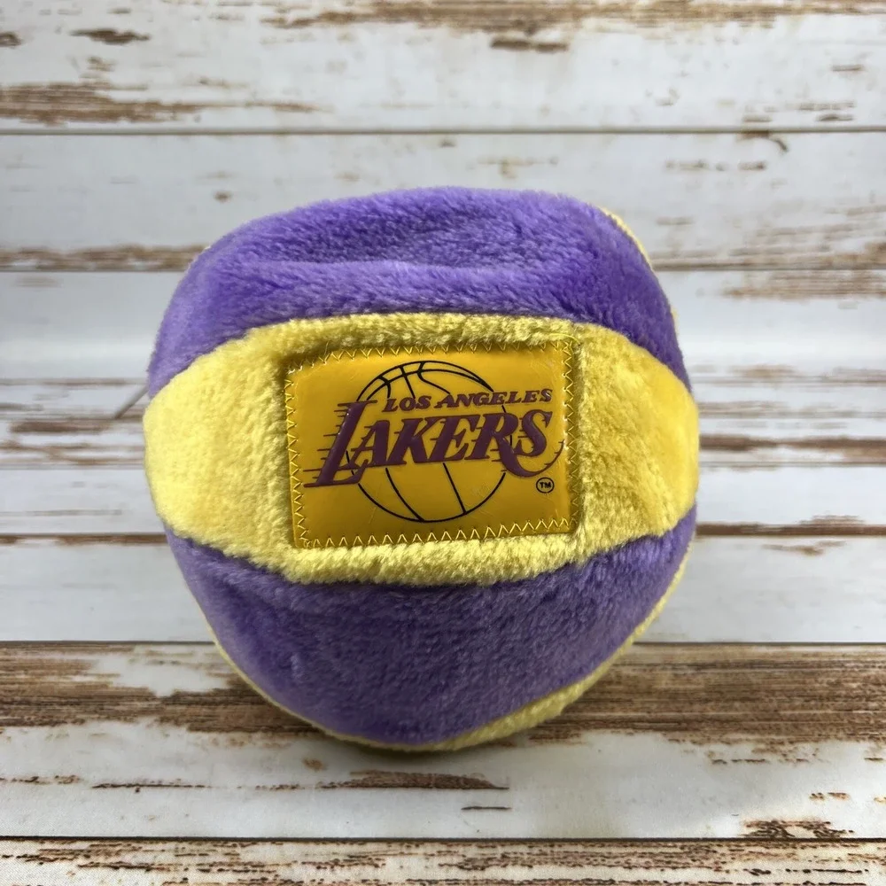 LA Lakers Round Plush Inflatable Basketball Sports Pillow Vintage 90s Used